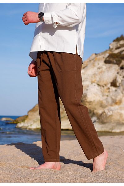 COMBİNE MİCHAİL Βαμβακερό λινό παντελόνι Relaxed Fit