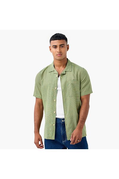 Lee Cooper قميص منقوش بقصة عادية مع جيب على الصدر