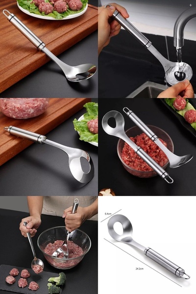 Tilbe Home Top Köfte Yapma Kaşığı Sulu Köfte Kıyma Et Sebze Pirinç Lokma Topu Ev Mutfak Delikli Dökme Kaşığı