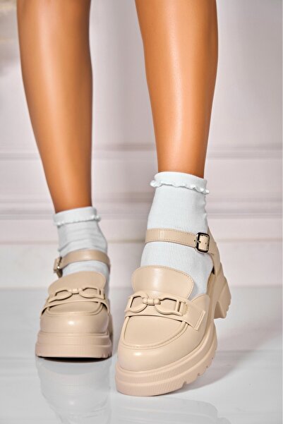 Joana Γυναικεία casual παπούτσια μπεζ από οικολογικό δέρμα Holly