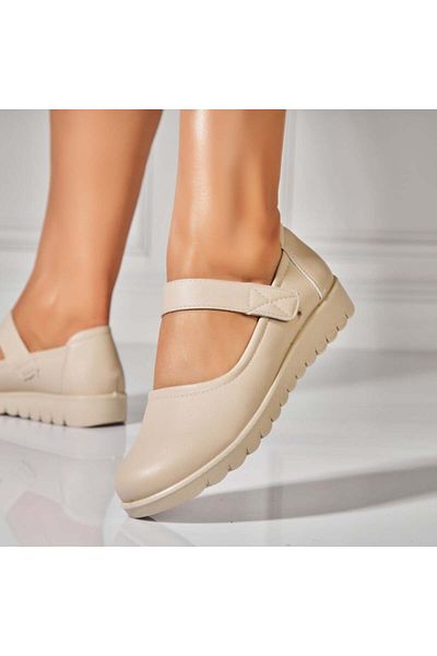 Joana Pantofi dama casual Bej din Piele Ecologica Ayana