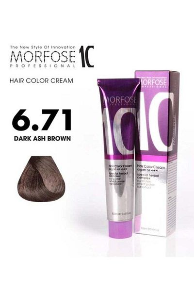 Morfose Morfose 10 Hair Color Cream with Argan Oil - 6.71 Dark Ash Brown, 100ml