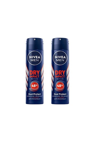 NIVEA بخاخ مزيل العرق دراي إمباكت للرجال، عبوة اقتصادية، 2 × 150 مل