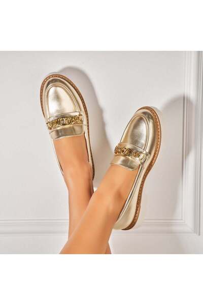 Joana Pantofi dama casual Auriu din Piele Ecologica Navya2