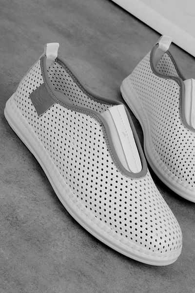 Lal Shoes & Bags Pantofi casual de damă Nera din piele naturală cu găuri din cauciuc-alb