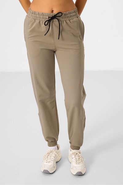 TOMMY LIFE Dark Beige O Neck Basic Oversize Women's Tracksuit Tunic Set - 95347