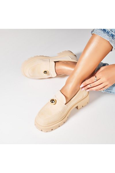 Joana Women's Casual Shoes Beige Made of Eco-Suede Leather Dalaa