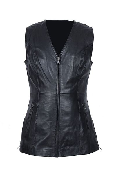 Sanalbolluk Women's Zippered Leather Vest