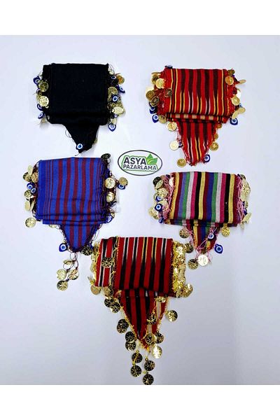 ASYA PAZARLAMA 5 Pieces of Black Sea Mixed Evil Eye Beads, Lira Keşan, Scarf, Shawl, Scarf, Hair Band, Bandana, Pus