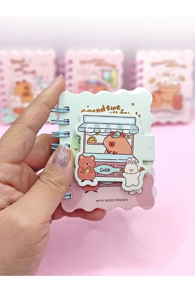 Limmy Mini bloc de note cu ursuleț capibara albastru de buzunar (7x8 cm)