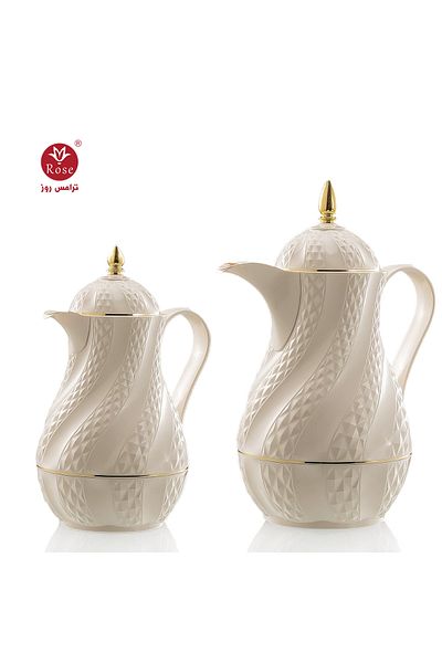 Rose Rs-2424-Tea and coffee thermos set consisting of 2 thermoses, rose, 1 liter and 1.5 liter capacity, white
