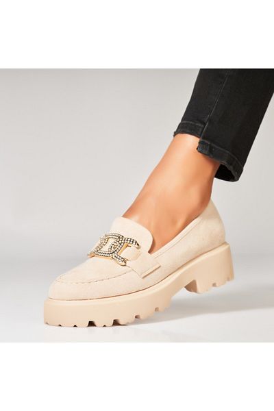 Joana Women's Casual Shoes Beige Made of Eco-Suede Leather Myiesha