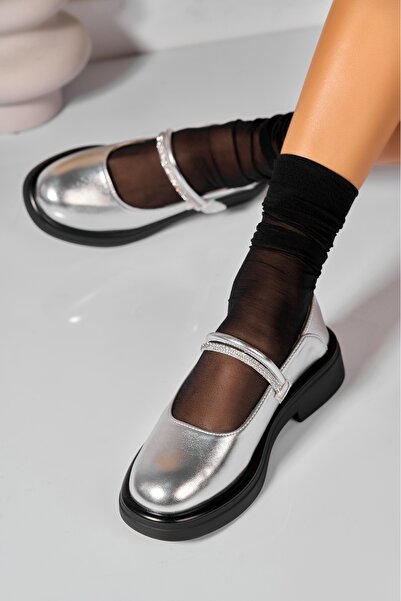 Joana Pantofi dama casual Argintii din Piele Ecologica Kenzey