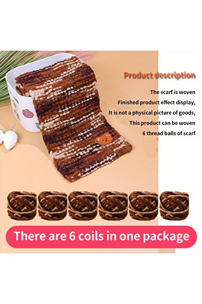 Choice 43 6 كرات خيط + 1 دمية دب مجوهرات هدية مصنوعة يدويًا وشاح منسوج خيط DIY خطوط جليدية خيط سميك
