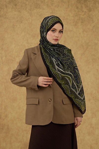 İpekhan Şal moale İpekhan Negru Verde 3053-18