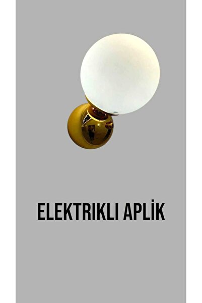 BSA LIGHTING LİNDA TEKLİ GOLD KAPLAMALI APLİK (BEYAZ CAMLI) ELEKTRİKLİ