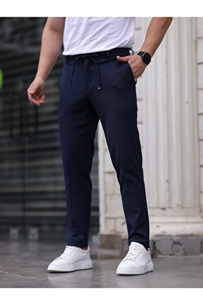 Xram ERKEK ESNEK KUMAŞ LASTİKLİ LACİVERT JOGER PANTOLON