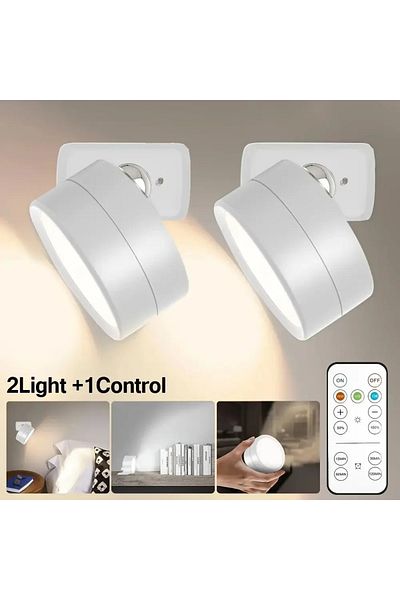 Choice White 2pcs Led Dimmable Wall Mounted Lamp Rechargeable 360°rotate Magnetic Ball,with Remote Control,