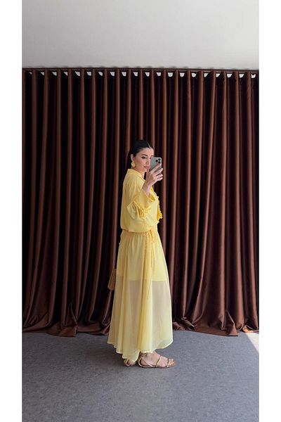 HAZELANNA Yellow Fişon Lined Skirt