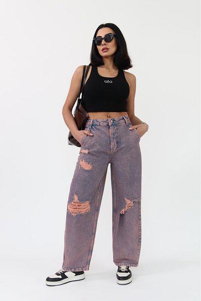 Zeo Basic JEAN SKATER FIT ROȘU RUPIT