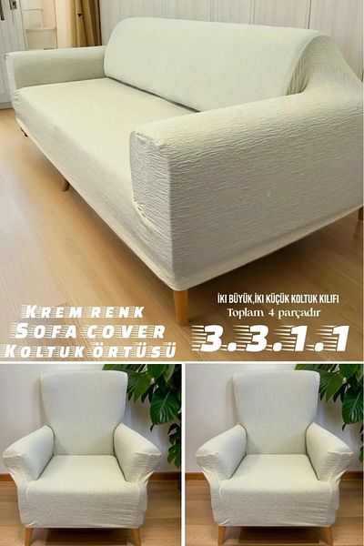 özzade Jacquard 3 3 1 1 Elastic Sofa Cover |   Elastic Seat Cover |   Seat Cover Set