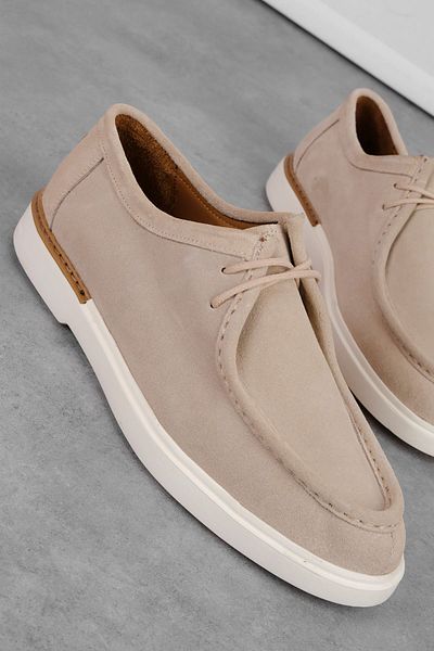 Lal Shoes & Bags Ανδρικά παπούτσια Juno από γνήσιο δέρμα με λεπτομέρεια ραφής με κορδόνια casual-S.CREAM