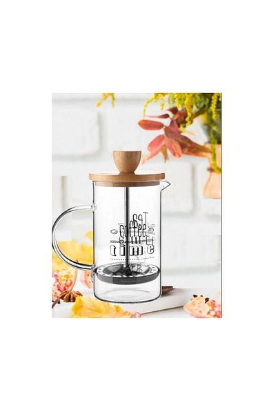 ELZEY HOME Borosilicate Glass French Press with Bamboo Lid 350 ml
