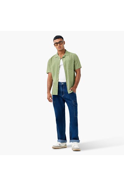Lee Cooper قميص منقوش بقصة عادية مع جيب على الصدر