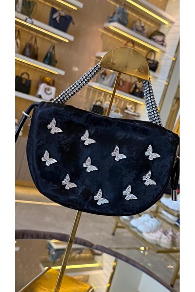 KRISTE BELL İthal Yumuşak Dokulu Uzun Askılı Kelebek Figürlü Kadın Çanta Siyah