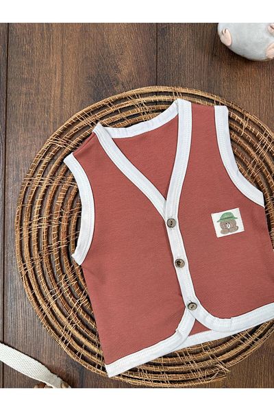 Adda Baby Baby Boy Vest Cotton Thin Seasonal Teddy Bear Printed Buttoned