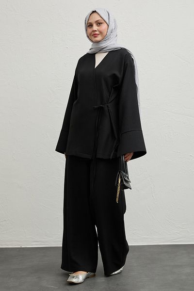 InStyle Set Kimono din in dublu negru