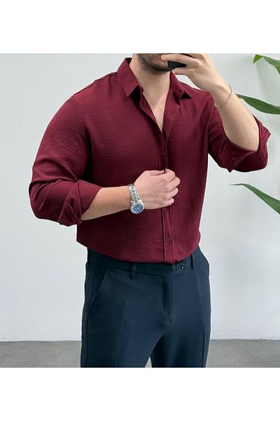 JACK CAPRİO Мъжка сезонна риза от тънка, негладяща се, намачкана материя, която не се изпотява
