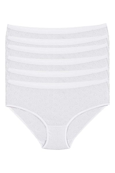 YILDIZ Cotton Heart Ribbed Bato Panties 6 Pack White Star Kod3590