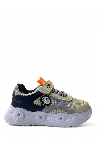 Tuğba Ortopedi 1115 Orthopedic Boy's Preschool Beige/Navy Blue Lighted Sneaker