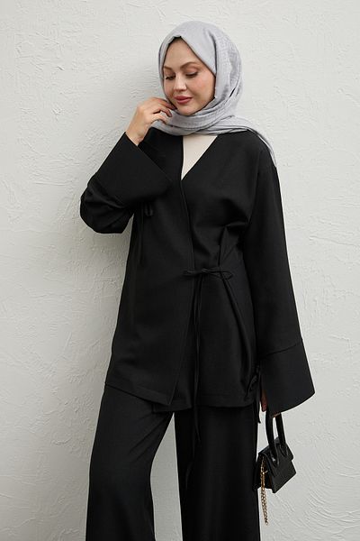 InStyle Set Kimono din in dublu negru
