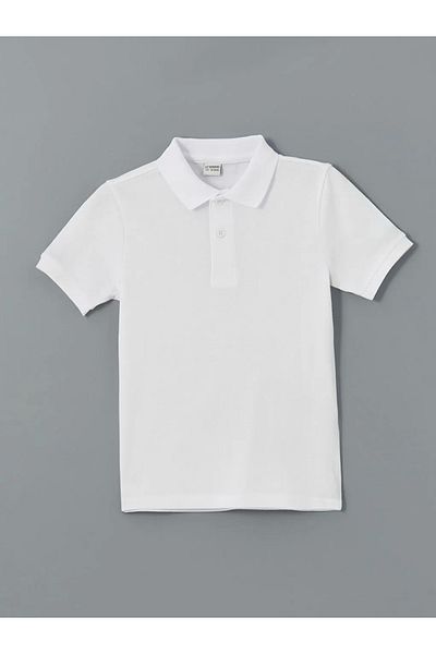 LC Waikiki Lcw Παιδικό Λευκό Πόλο Γιακά 100% Βαμβακερό Αγόρι Μπλουζάκι