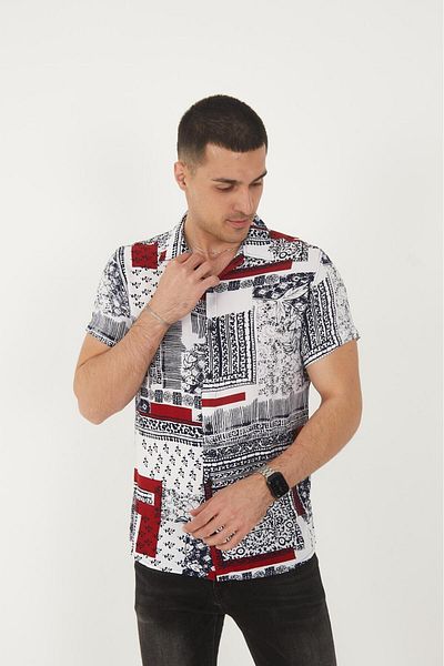 MFZ Giyim Apaş Collar Patterned Viscose Shirt Mfz004
