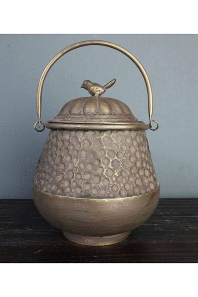 Vitale Sahara Copper Look Vase with Metal Lid