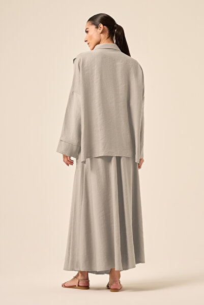 Ceremony Pile Detailed Skirted Pasion Suit 5908 Beige