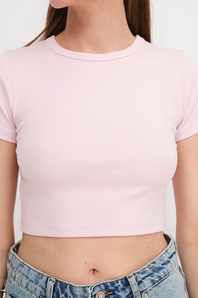 Addax Μπλουζάκι με κοντό μανίκι Modal Crop P13871