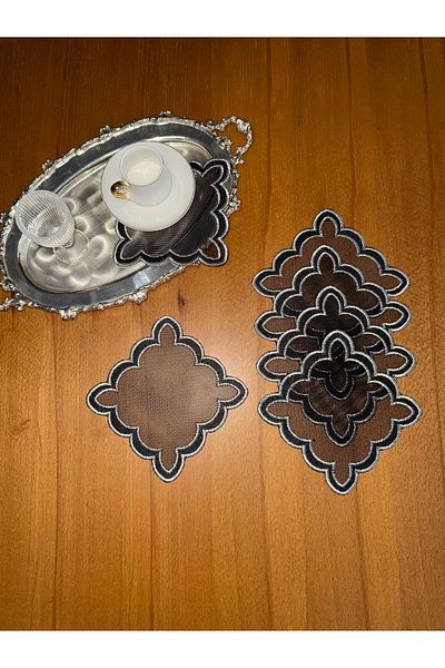 Smiling Home 6 Pcs Silver Color Double Wavy Cloud Embroidered Wire Breaking Suitable for Processing Cocktail Presentation Napkin