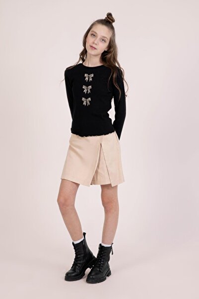 DMB BOYS & GIRLS Dmb Κοριτσίστικη υφαντή φούστα σορτς 9-14 ετών Μπεζ