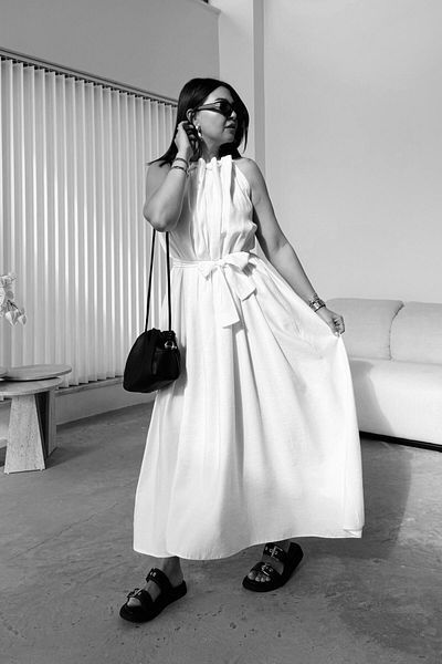 ELVAN TOLON Sleeveless Ecru Modal Woven Dress