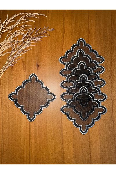 Smiling Home 6 Pcs Silver Color Double Wavy Cloud Embroidered Wire Breaking Suitable for Processing Cocktail Presentation Napkin
