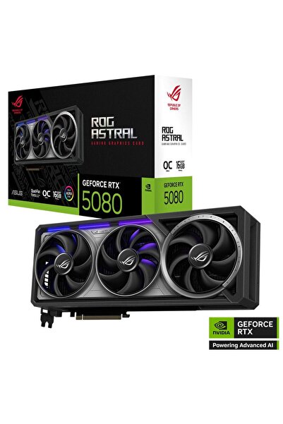 ASUS ROG-ASTRAL-RTX5080-O16G-GAMING 16GB 256Bit GDDR7 DP/HDMI PCI 5.0 Ekran K...