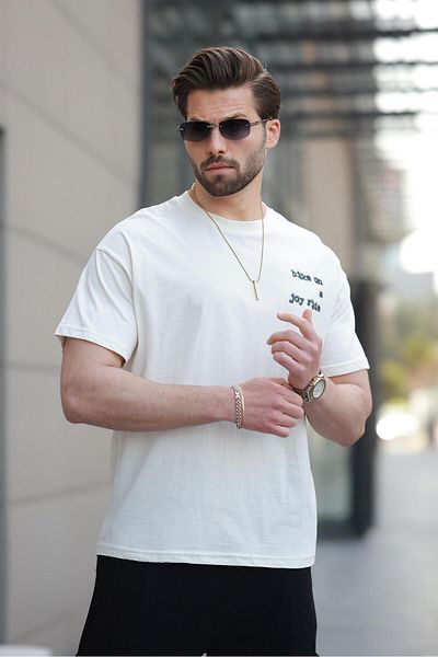 Madmext Λευκό εμπριμέ Basic ανδρικό T-Shirt E7150