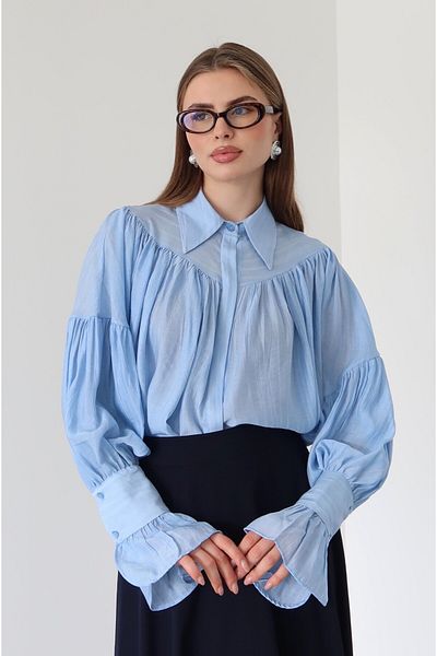Laluvia Cămașă albastră cu design adunat - 102116