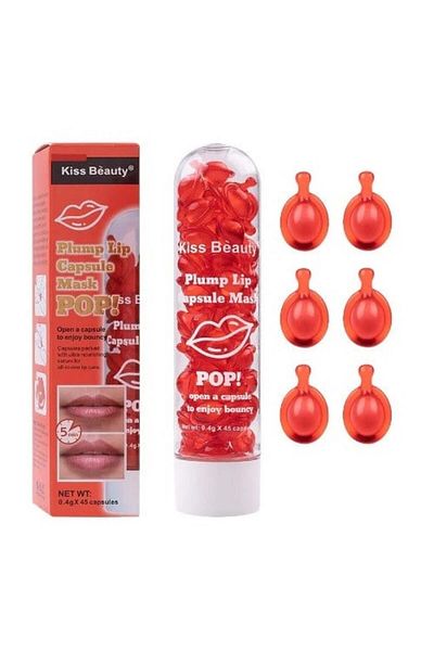 Kiss Beauty Sada kapslí Volum Buze, Kiss Beauty, maska ​​na rty Plump Lip, 45 kapslí