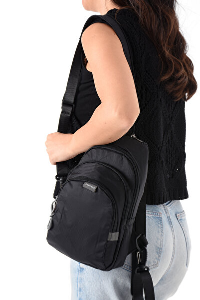 H&D COLLECTİON Unisex Parachute Fabric Water Resistant 3 Compartment Body Bag with Crossbody and Backrest Strap