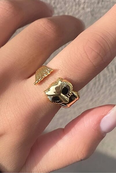 TakıDolabı خاتم معدني قابل للتعديل مع شكل بومة ذهبي اللون